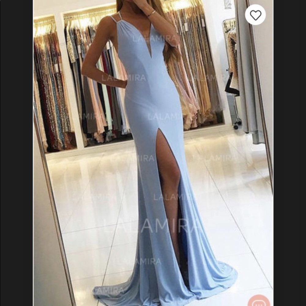LaLa Mira Light Blue Prom Dress